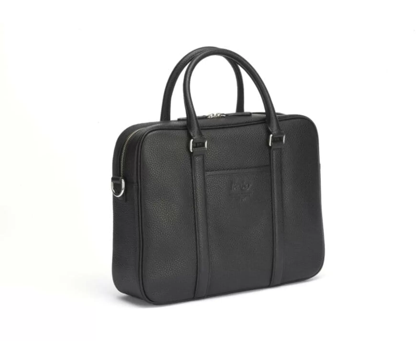 Bexley | Black Grained Men'S Leather Satchel With Shoulder Strap Black Grained Leather