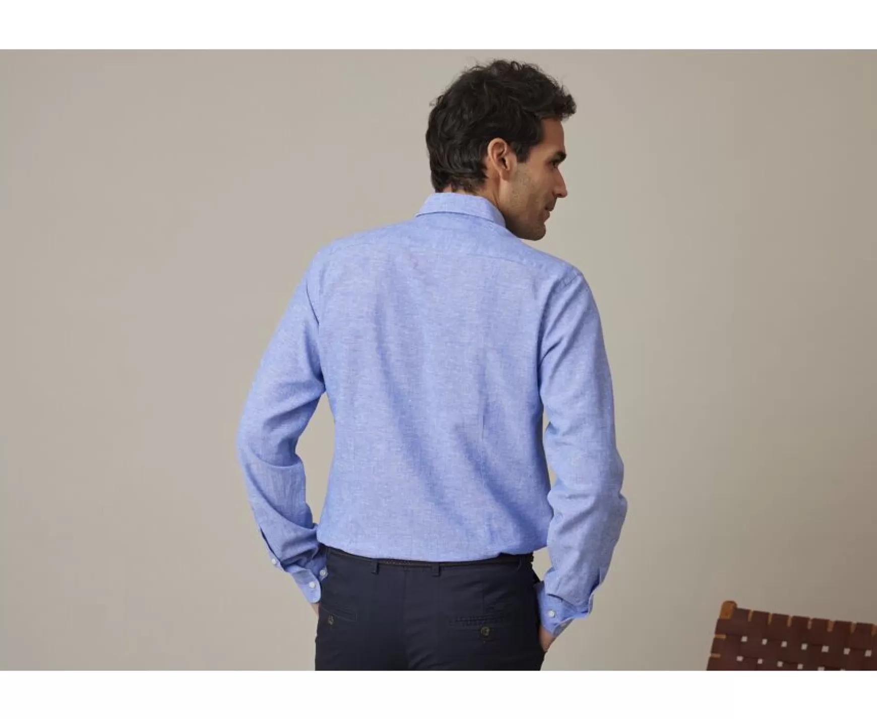 Bexley | Blue Chambray & Ocean Cotton Linen Shirt Silbert Ocean Blue Chambray