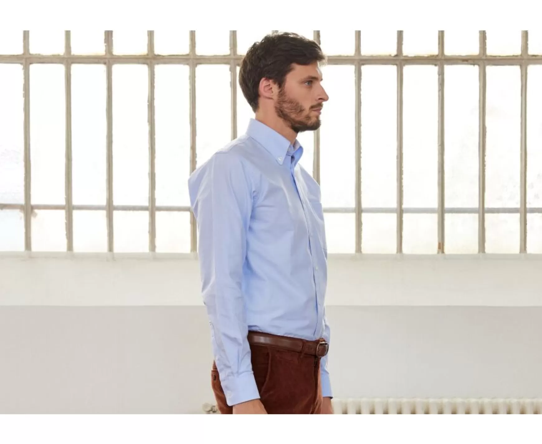 Bexley | Blue Oxford Shirt With Chest Pocket - American Collar Harold Light Blue