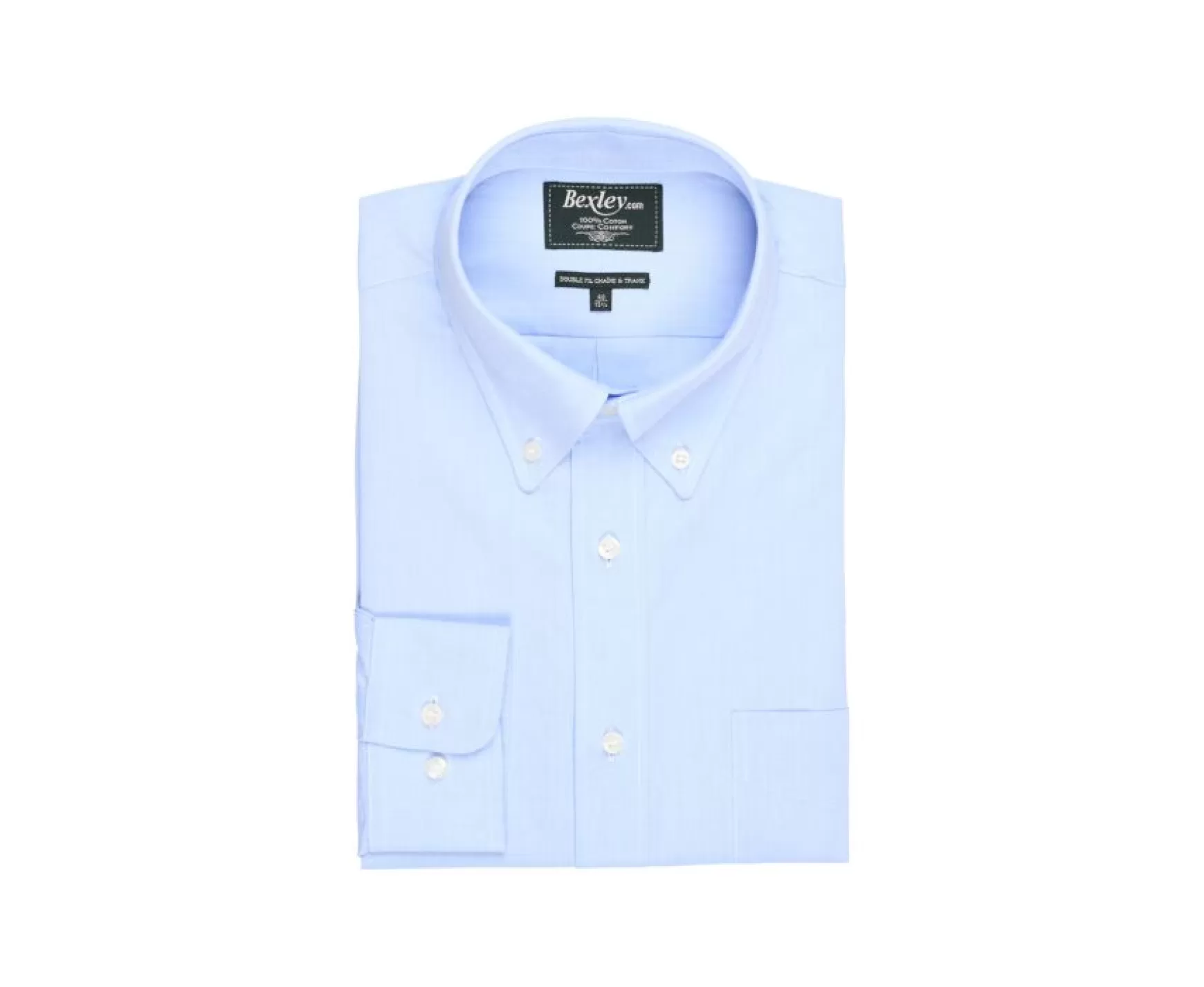 Bexley | Blue Oxford Shirt With Chest Pocket - American Collar Harold Light Blue