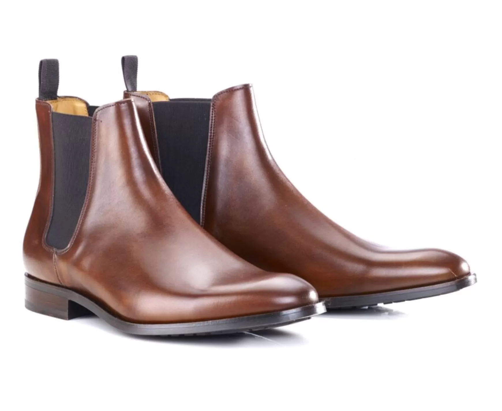 Bexley Boots Shoes | Cognac Patina Men'S Chelsea Boots With Rubber Outsole - Toddington Gomme | Patina Cognac