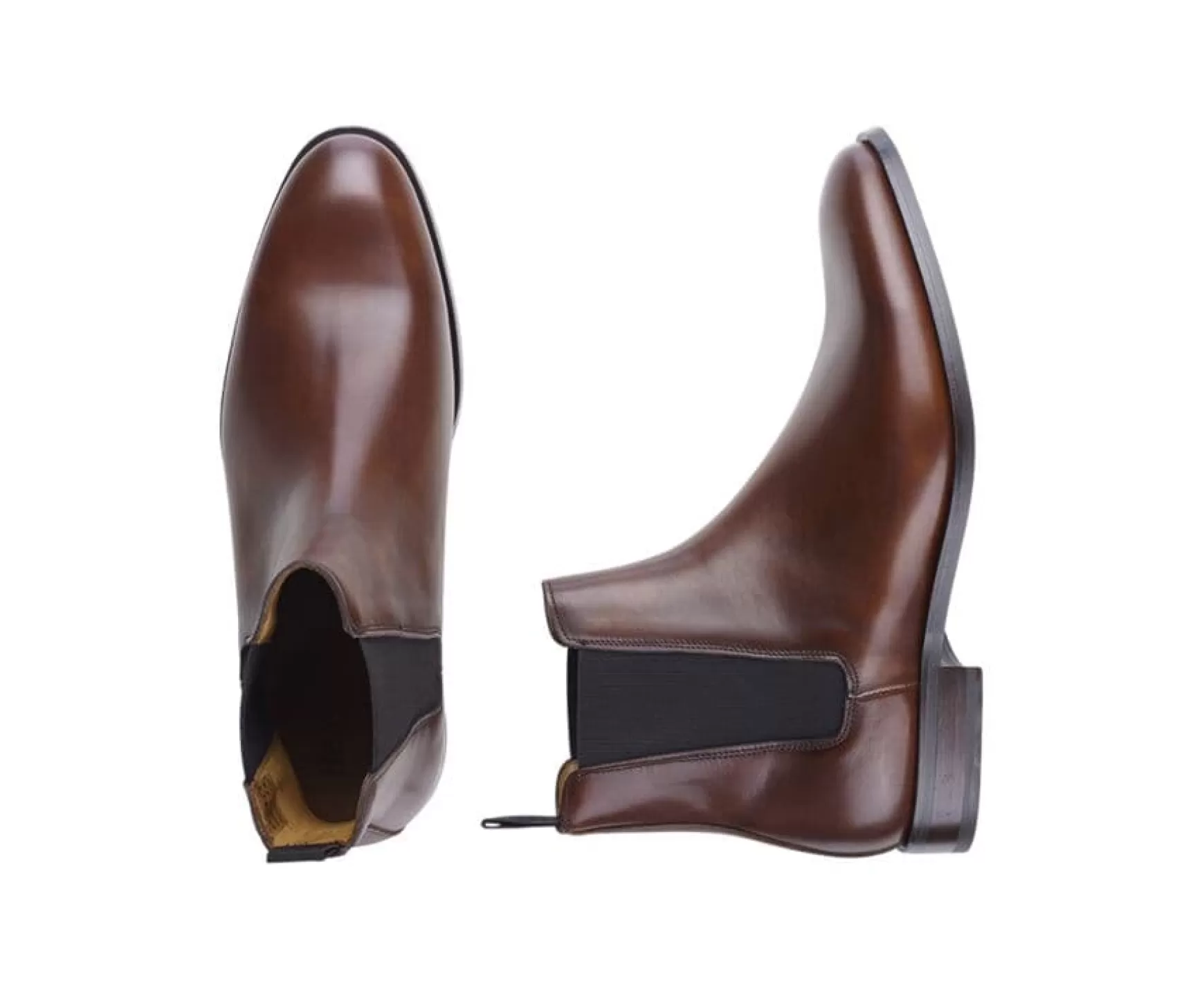 Bexley Boots Shoes | Cognac Patina Men'S Chelsea Boots With Rubber Outsole - Toddington Gomme | Patina Cognac