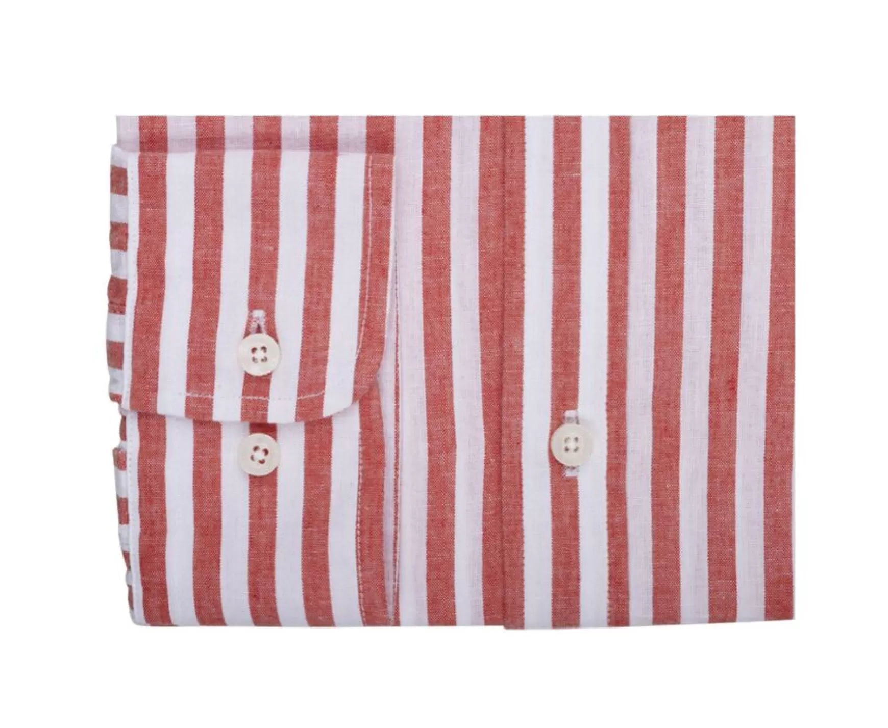 Bexley | Coral & White Striped Cotton Linen Shirt Simonin Coral And White