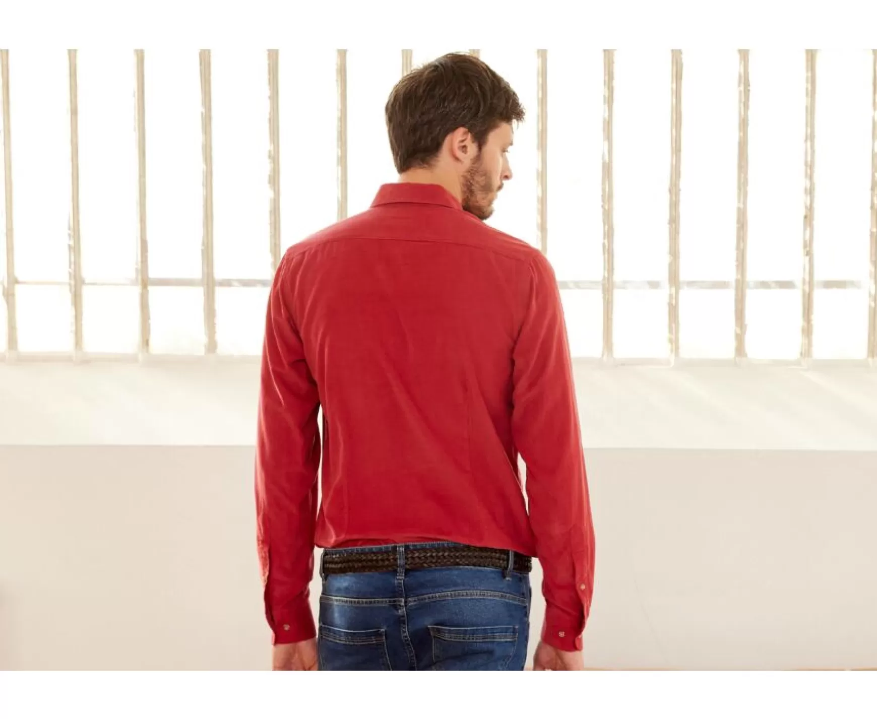 Bexley | Dark Coral Corduroy Shirt - Wayne | Deep Coral