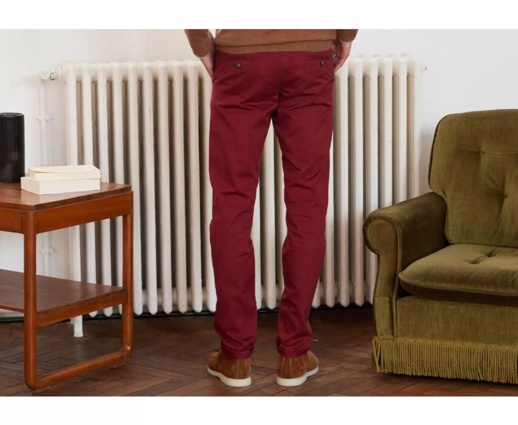 Bexley Adjusted Fit | Dark Red Chino Trousers For Men - Nigel Ii | Rouge Fonce