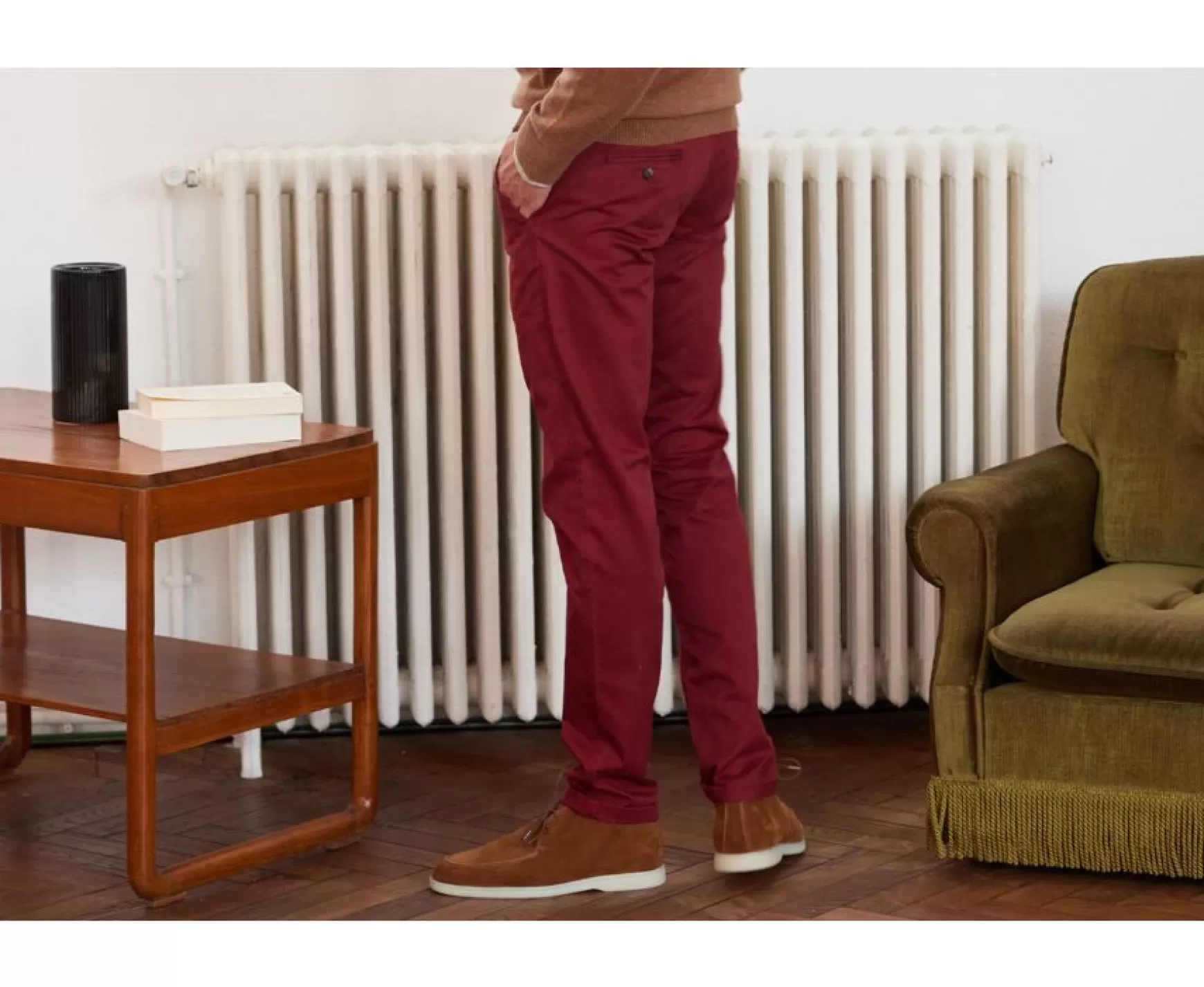 Bexley Adjusted Fit | Dark Red Chino Trousers For Men - Nigel Ii | Rouge Fonce