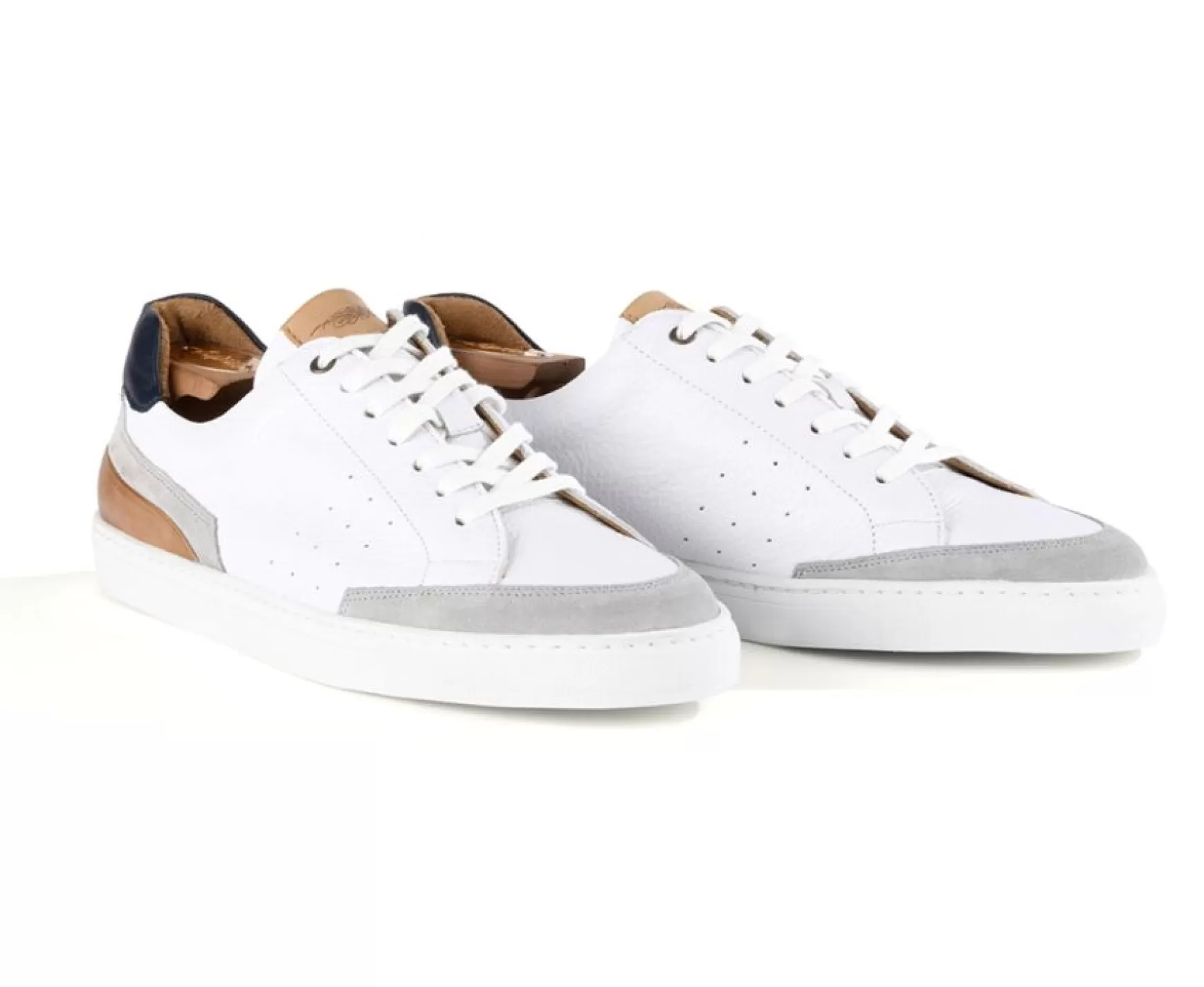 Bexley Trainers & Sneakers | Grained White Leather Trainers Beloka White Grained