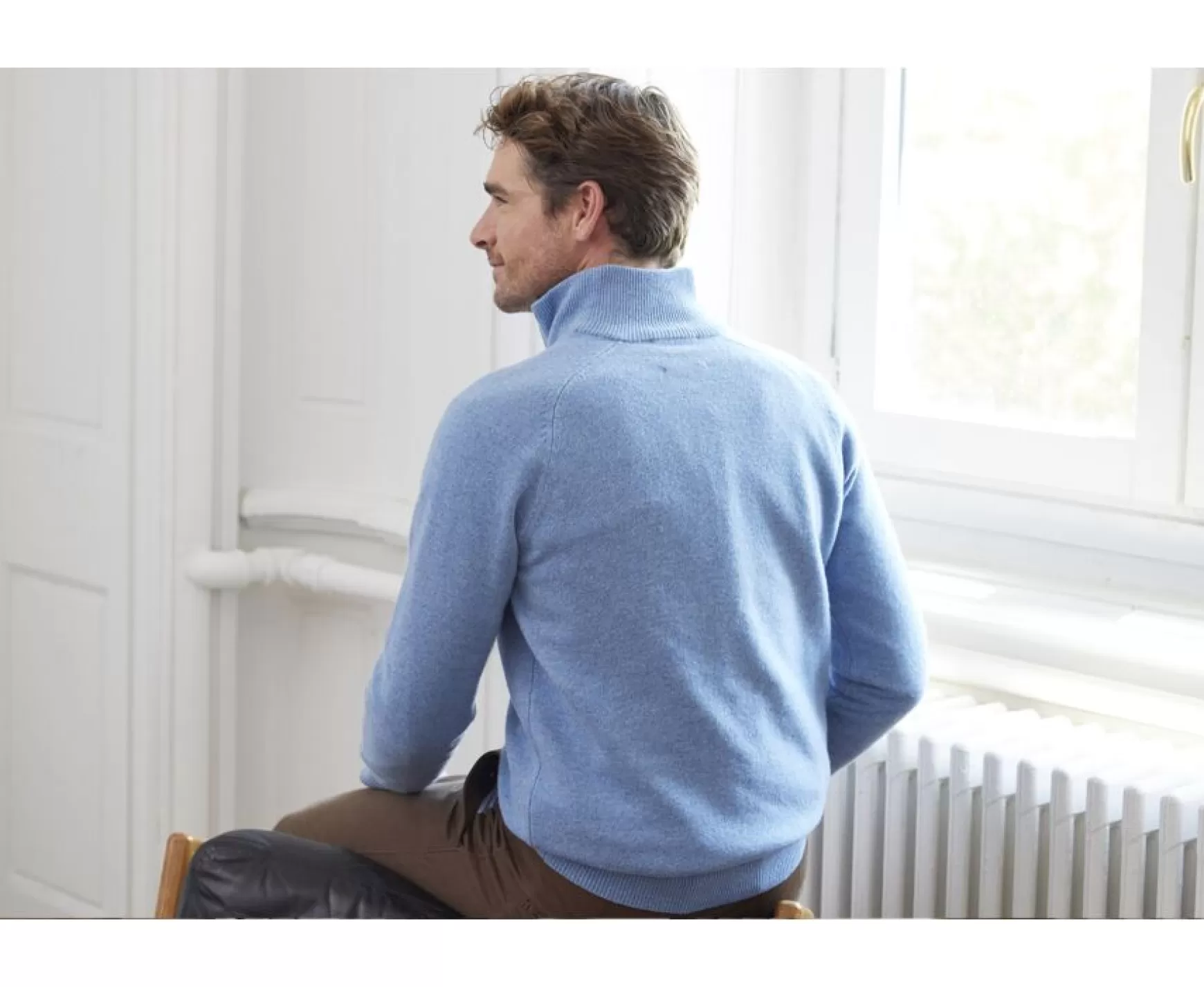 Bexley | Half-Zip Wool Jumper Kenneth Blue Melange