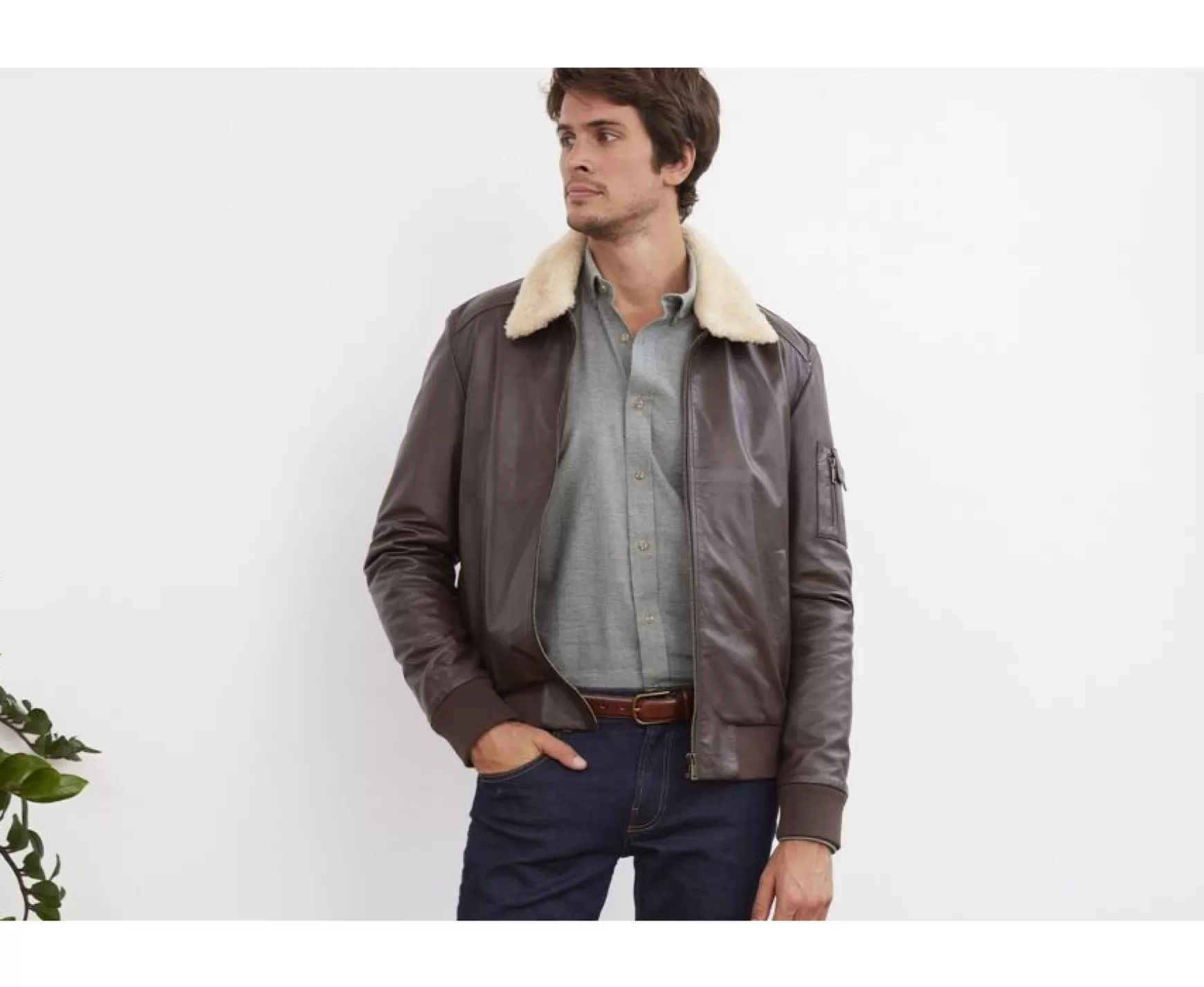 Bexley | Leather Aviator Jacket Everett Ii Brown