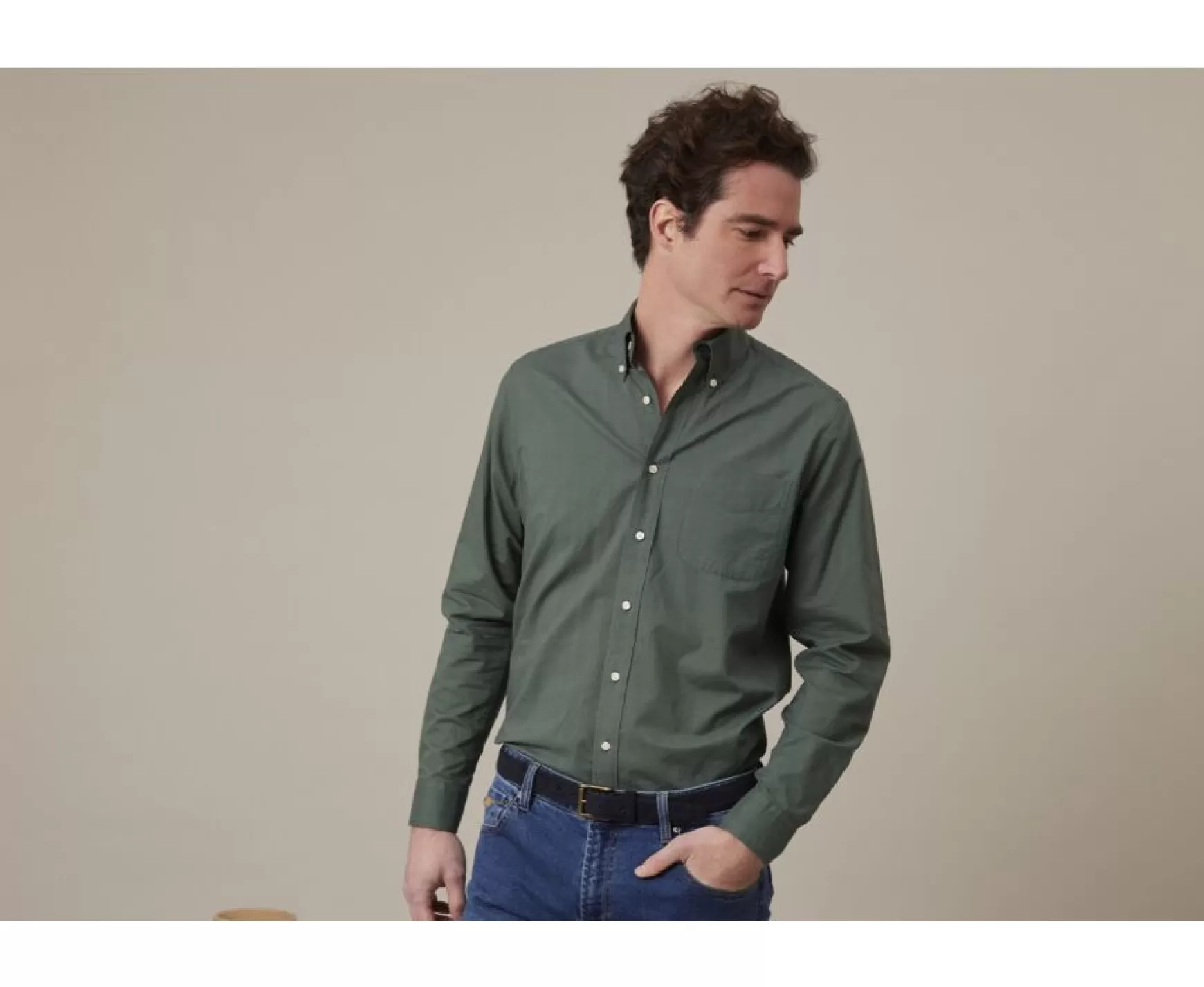 Bexley | Long Sleeve Cotton Linen Shirt Colten Dark Green