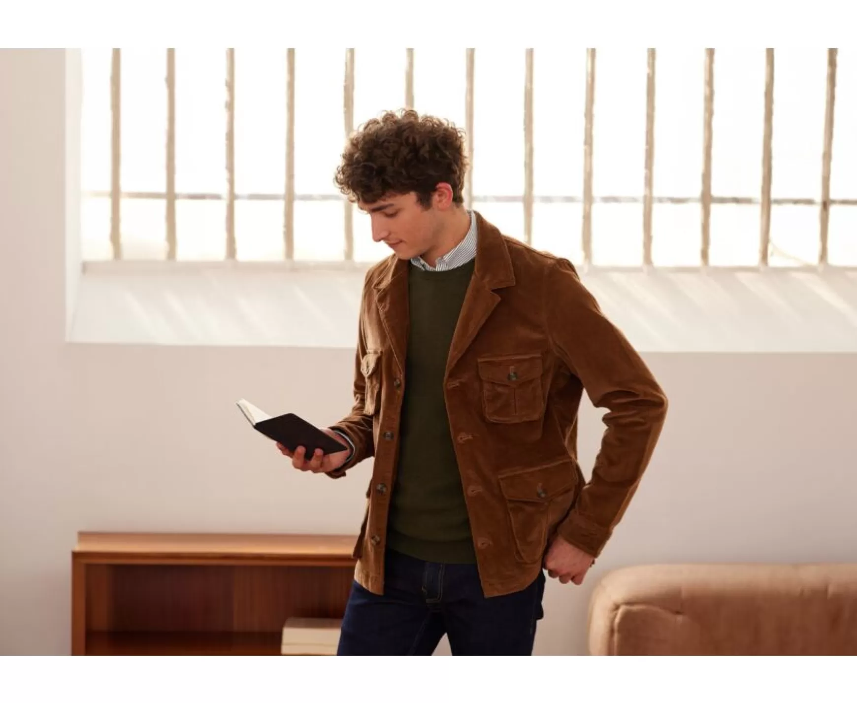 Bexley | Men'S Corduroy Safari Jacket - Florencien | Dark Camel