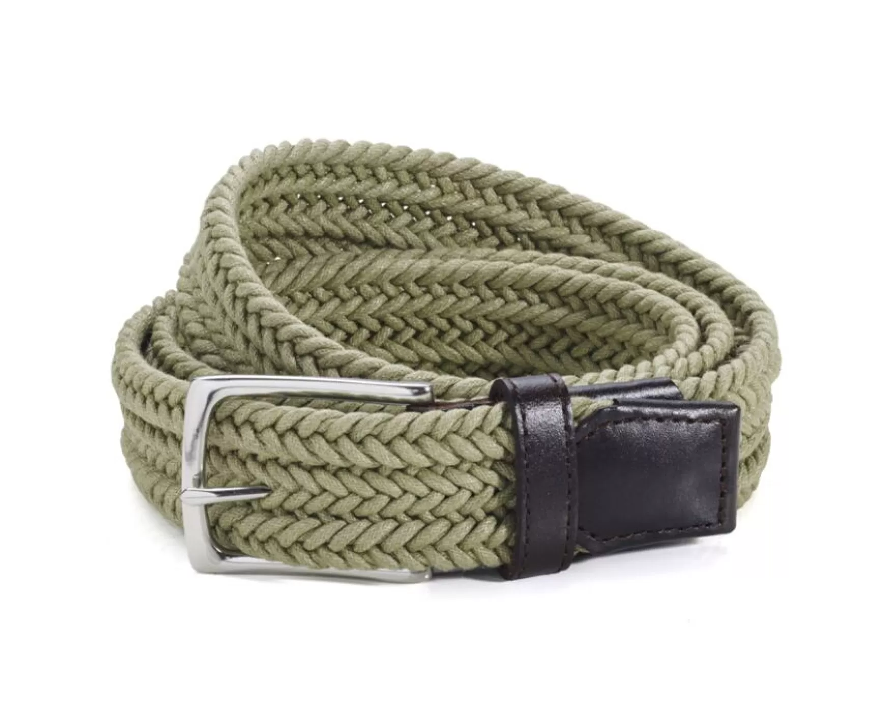Bexley | Men'S Light Khaki Cotton Braided Belt Norwood Silver Coton Coton Kaki Clair