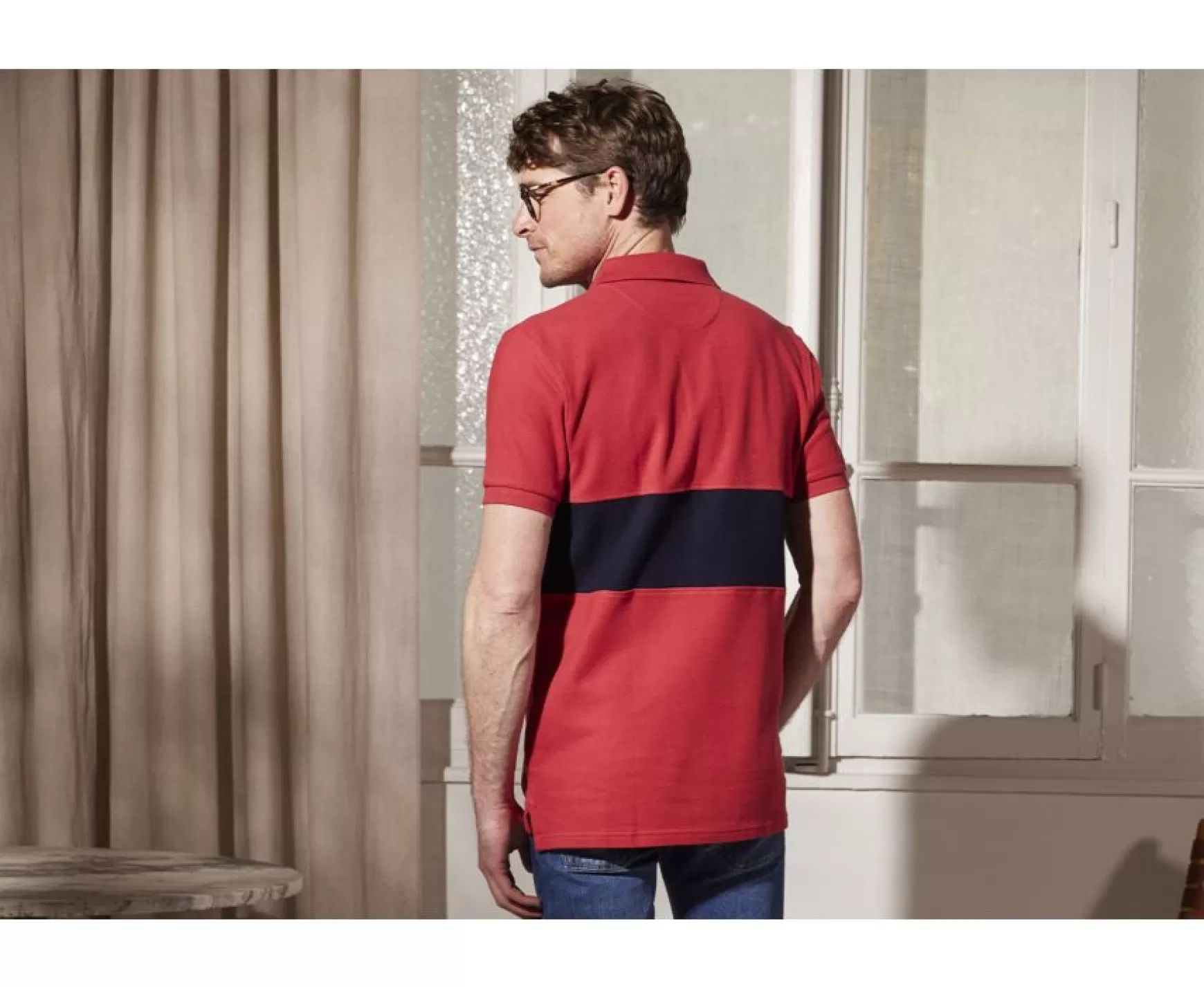 Bexley Adjusted Fit | Men'S Polo Shirt Aurick Basque Red And Navy