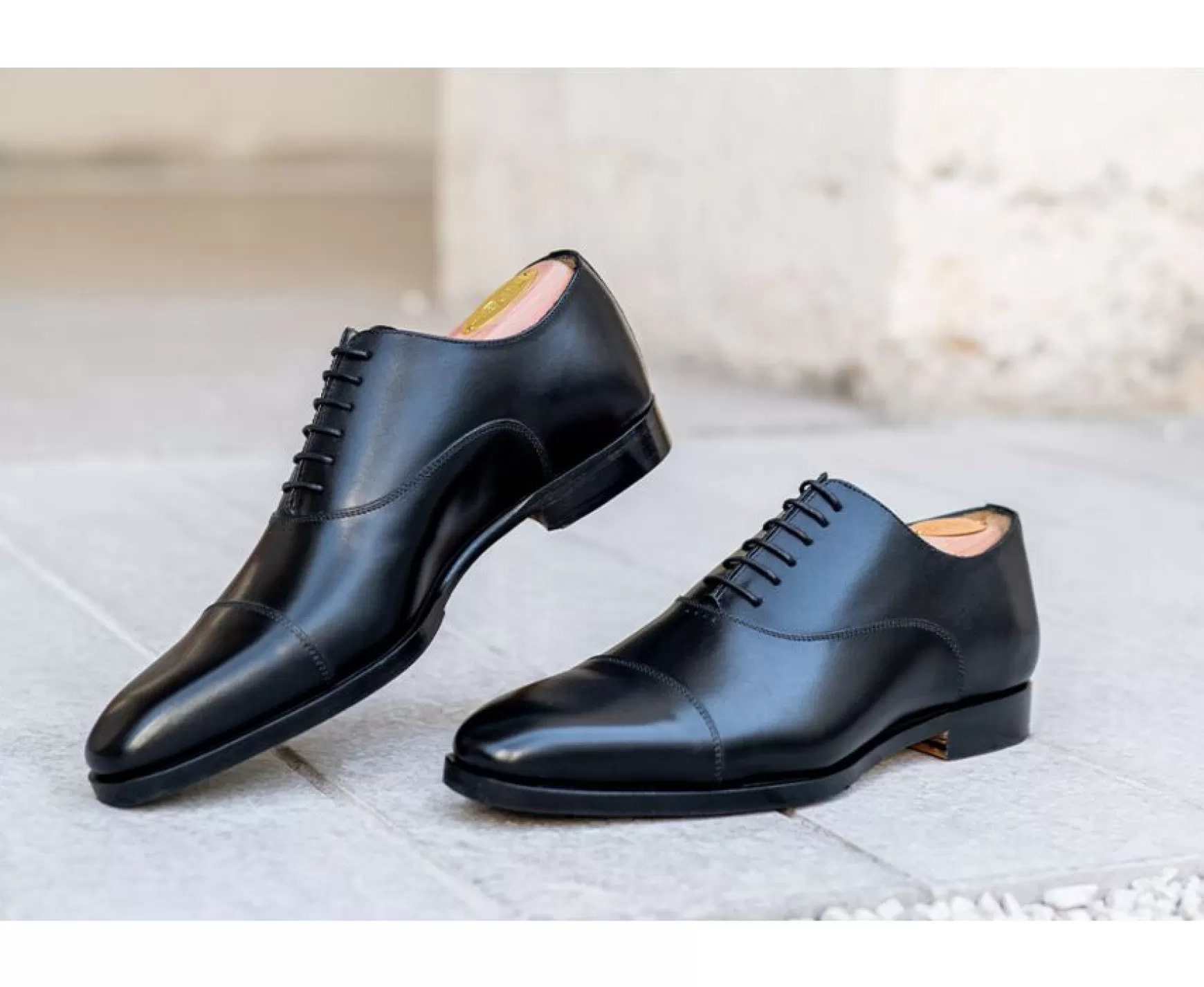 Bexley Oxford Shoes | Patina Black Oxford Shoes - Leather Outsole & Rubber Pad Spezia Ii Patin Black With Patine