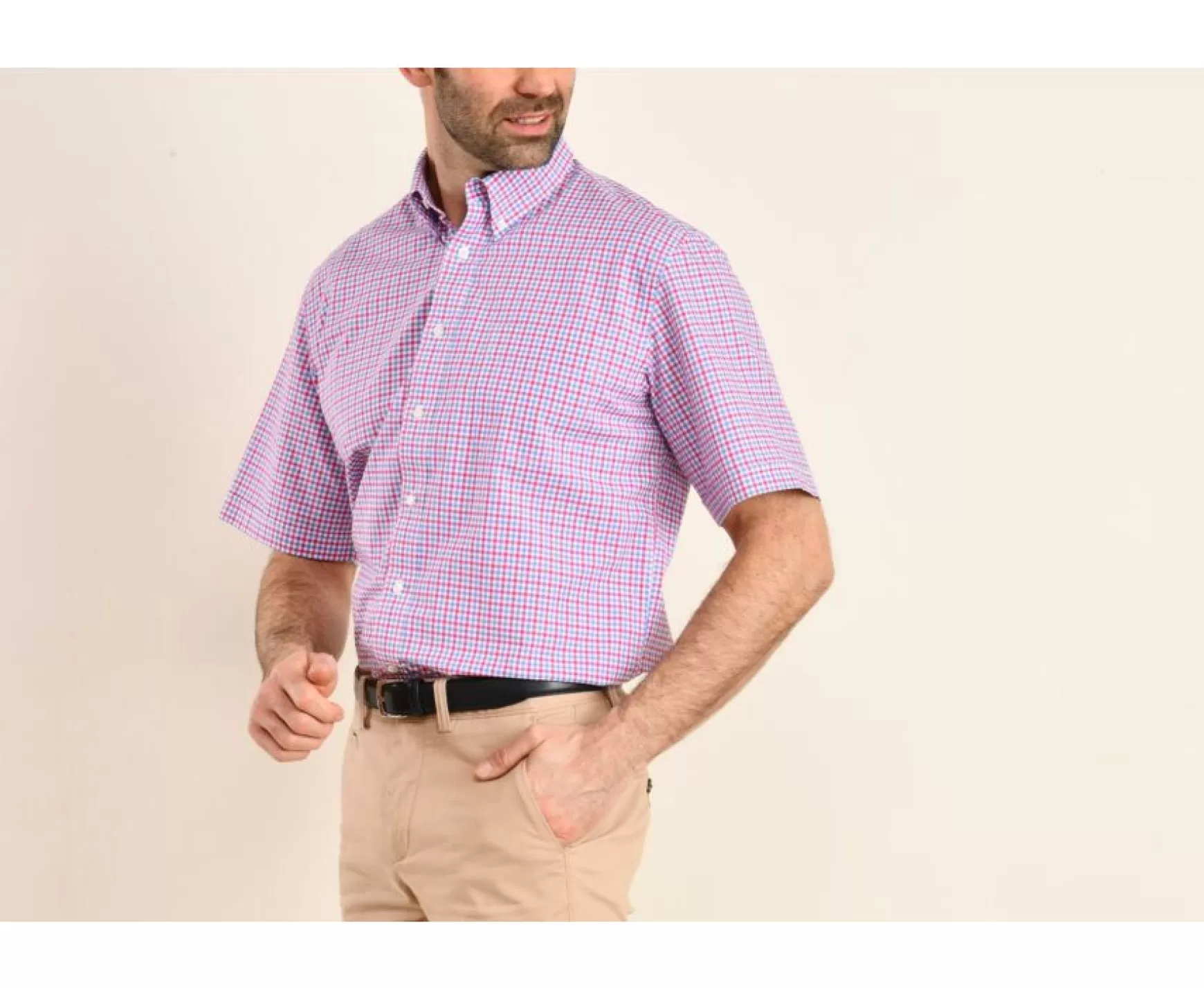 Bexley | Pink Blue And White Cotton Shirt - Chest Pocket Cullen Mc Pink, Blue And White
