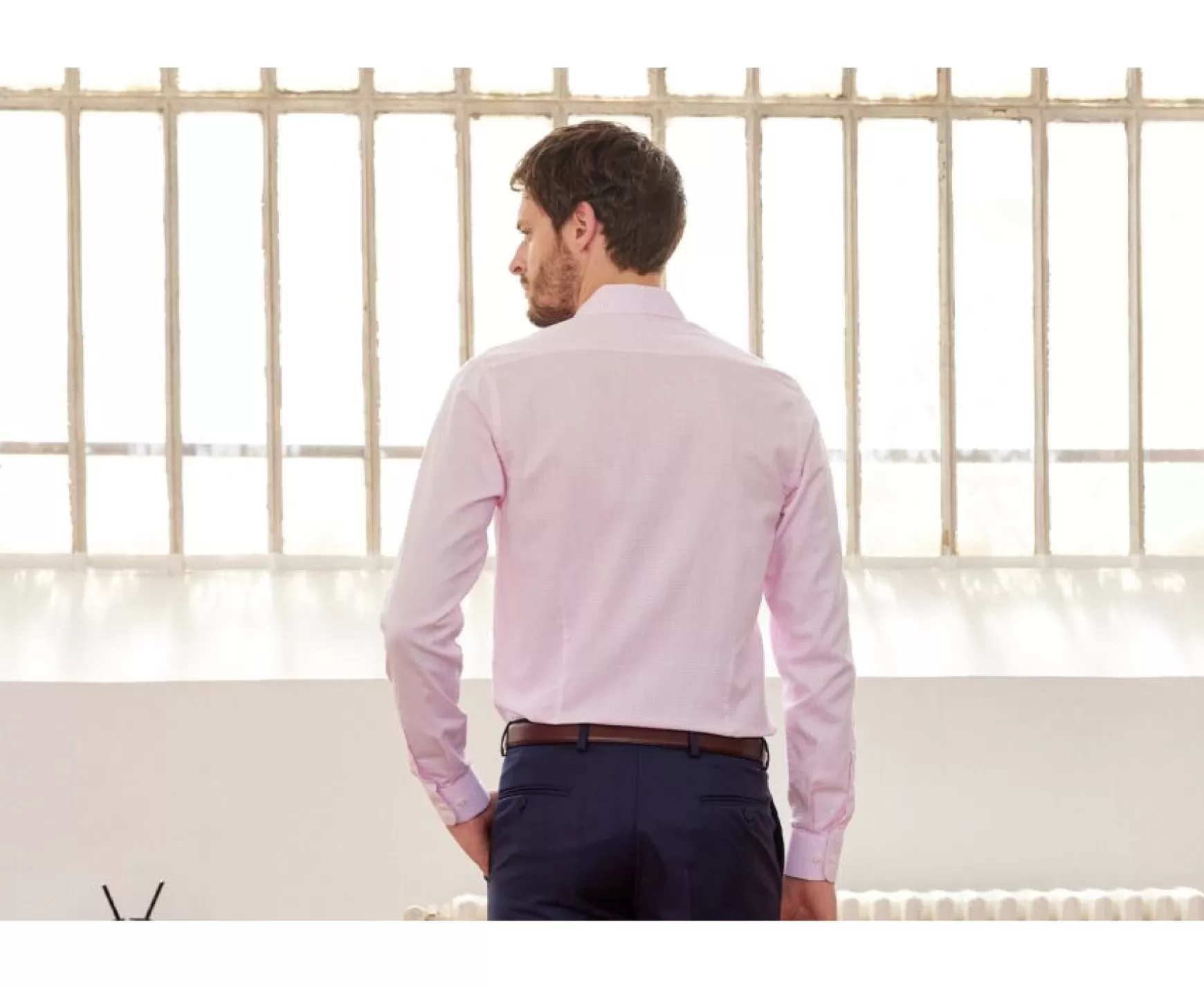 Bexley | White With Light Pink Check Men'S Twill Shirt - Martinien | White And Light Pink