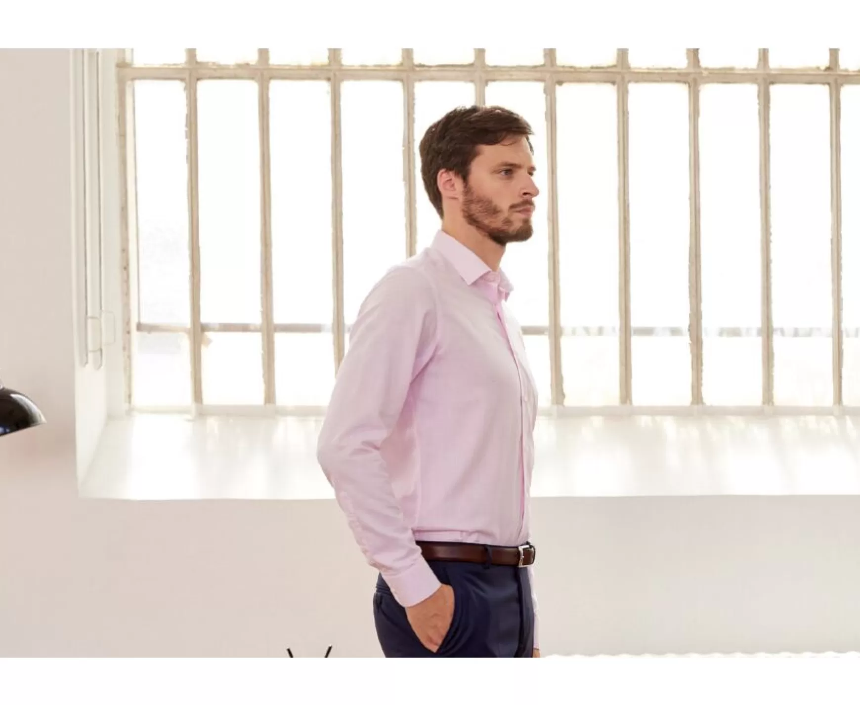Bexley | White With Light Pink Check Men'S Twill Shirt - Martinien | White And Light Pink