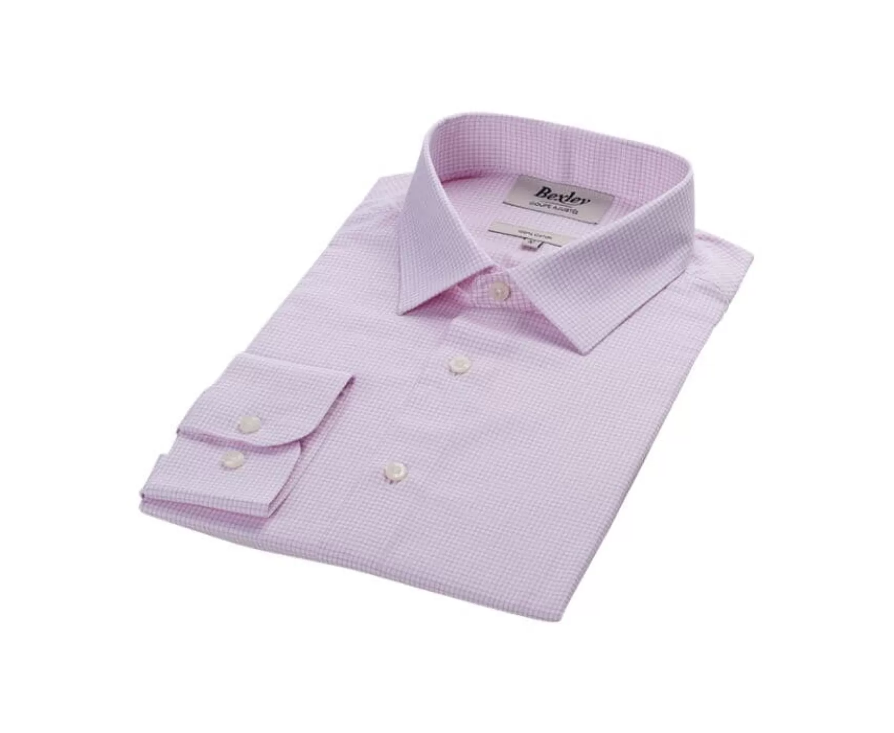 Bexley | White With Light Pink Check Men'S Twill Shirt - Martinien | White And Light Pink