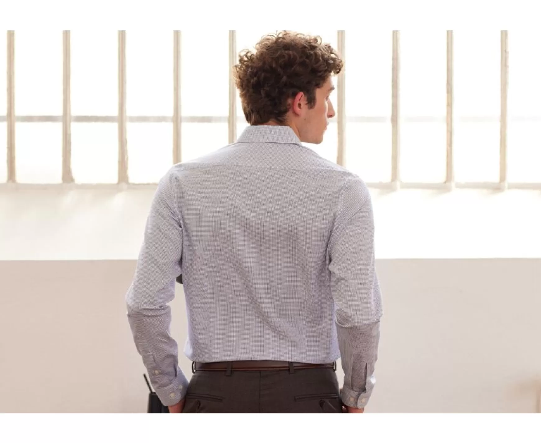 Bexley | White With Ocean Blue Check Men'S Twill Shirt - Martinien | White And Ocean Blue