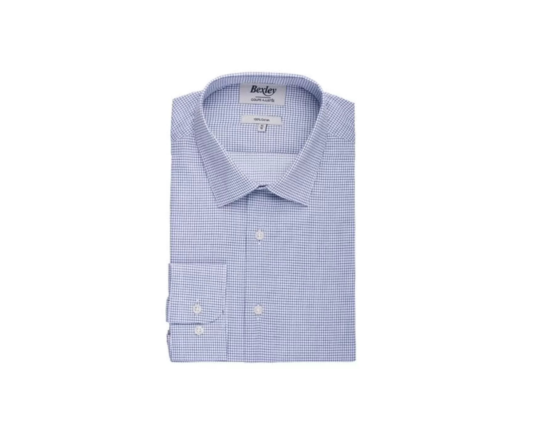 Bexley | White With Ocean Blue Check Men'S Twill Shirt - Martinien | White And Ocean Blue
