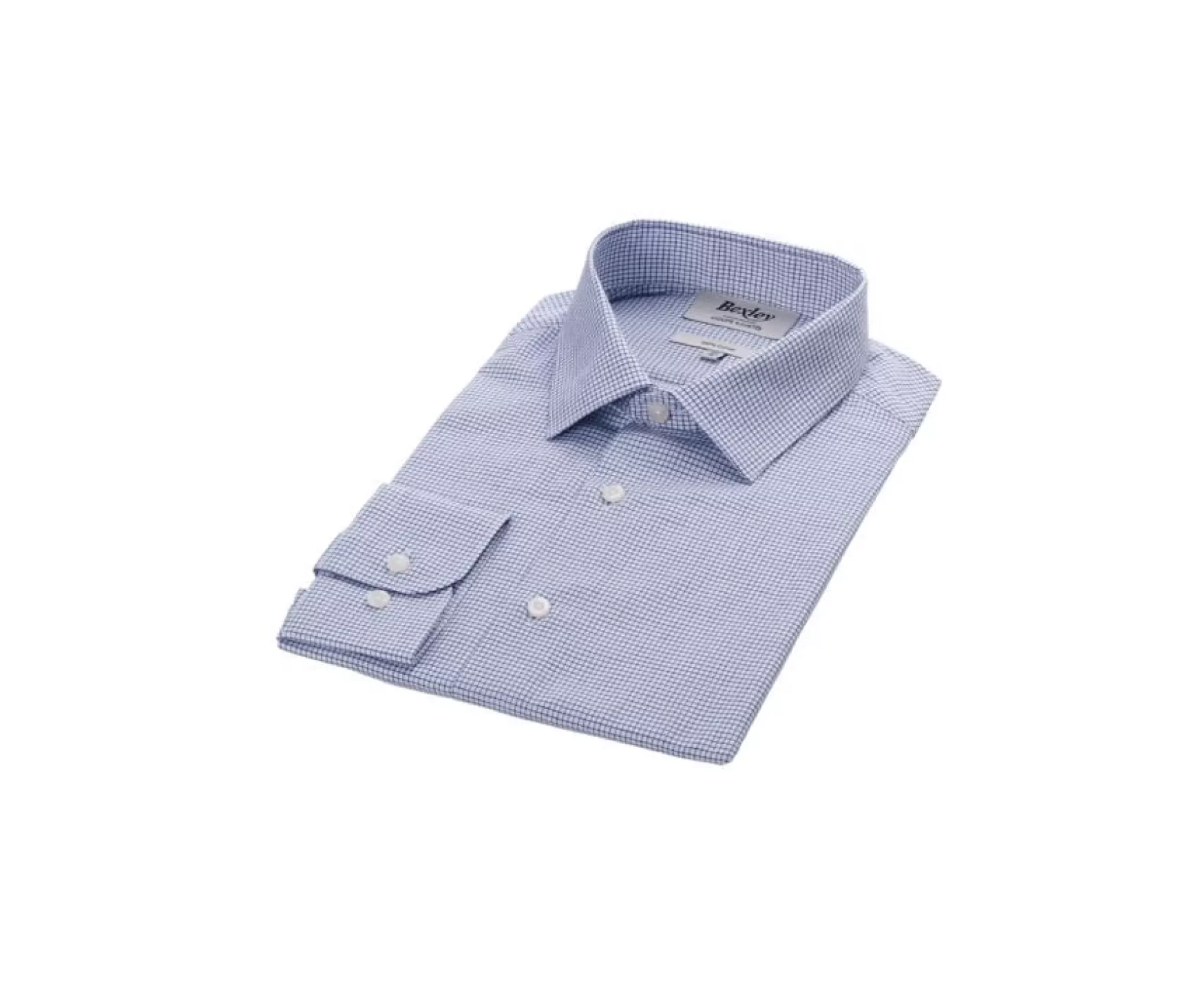 Bexley | White With Ocean Blue Check Men'S Twill Shirt - Martinien | White And Ocean Blue